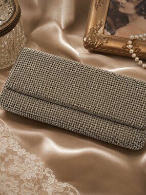 Whiting & Davis Silver Studded Bubble Mesh Clutch | VINTAGE